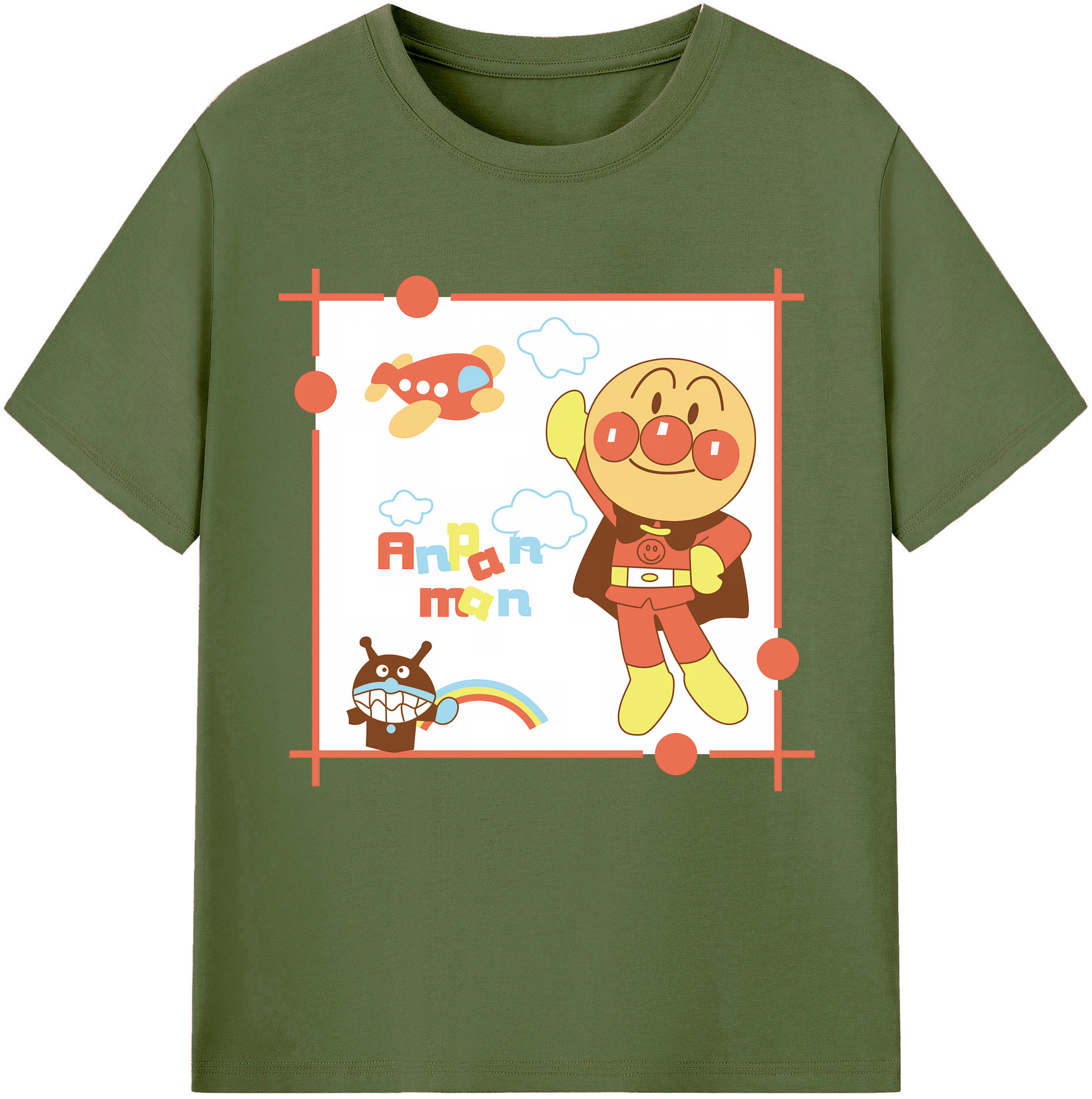 （画像用） アンパンマン Anpanman 綿100％半袖Tシャツ（フロントプリント）